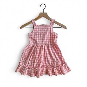Pink Gingham Toddler Dress 3T Cottagecore Ruffle Summer Classic
